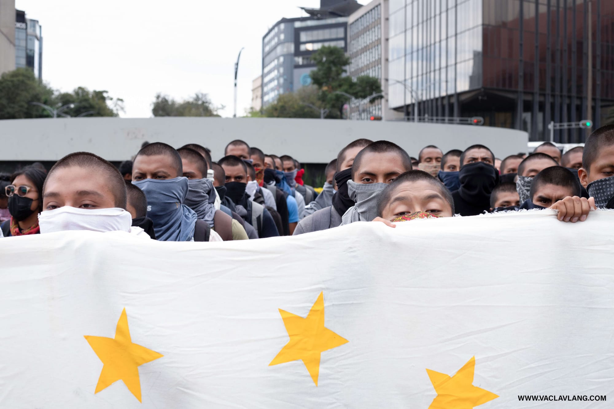 Students from a rural school in Ayotzinapa at their protest on Wednesday. (Photo: Václav Lang)